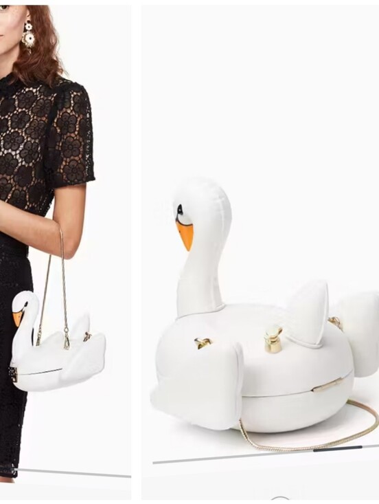 kate spade Handbags - KATE SPADE Checking In 3D SWAN Pool Float Bag Rare Novelty Bag Collector